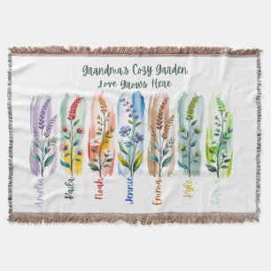 Personalized Grandma’s Cozy Garden Throw Blanket