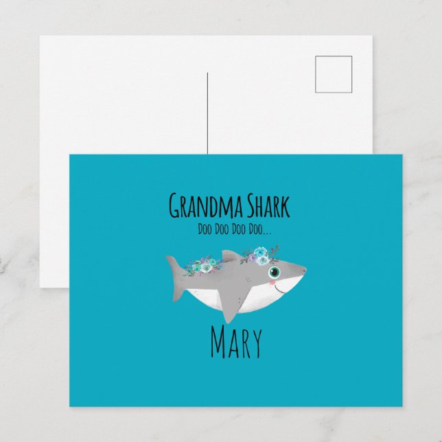 Personalized Grandma Shark Doo Doo Doo Postcard (Front/Back)