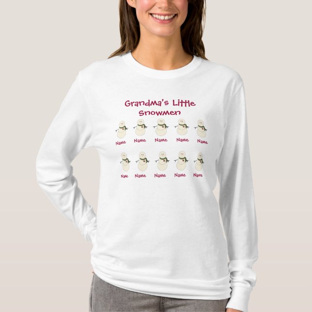 PERSONALIZED GRANDMA SNOWMEN T-SHIRT (Front)