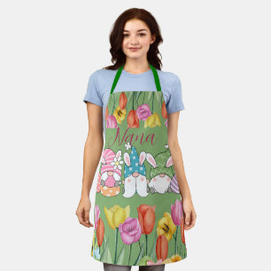 Personalized grandma tulip flower Easter gnomes Apron