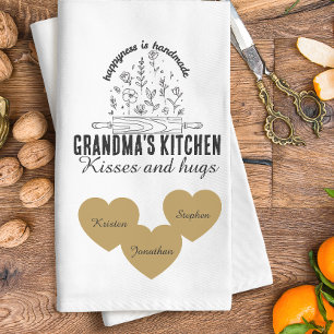 Personalized grandma's kitchen with kids name  tea towel