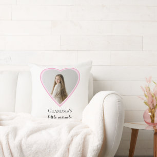 Personalized Grandma's Little Miracle Heart Photo  Cushion