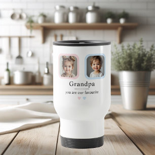 Personalized Grandpa 2 Grandkids Photo Gift Travel Mug