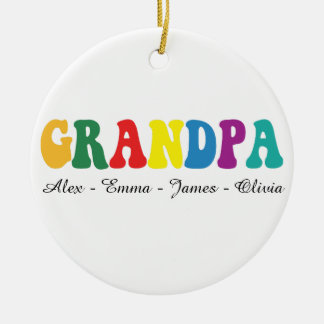 Personalized Grandpa Gift with Grandkids’ Names Ceramic Tree Decoration