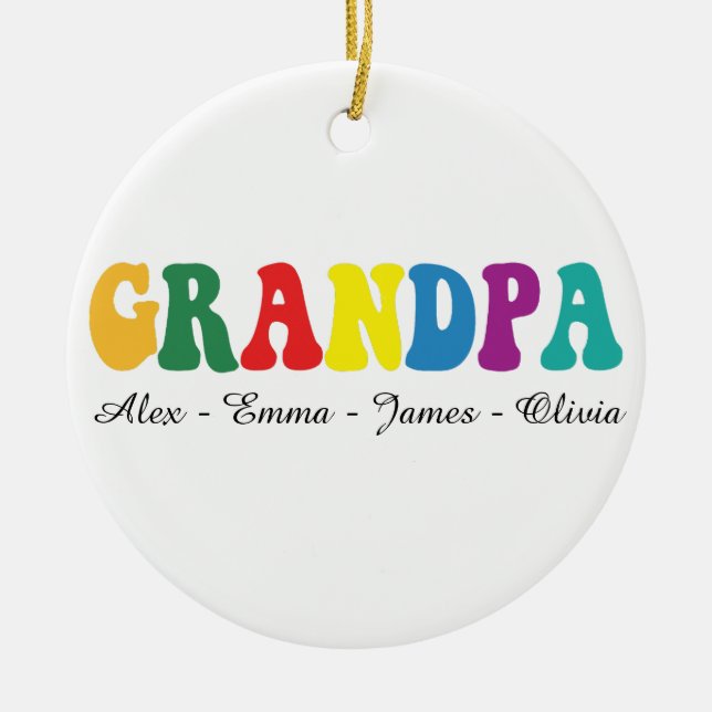 Personalized Grandpa Gift with Grandkids’ Names Ceramic Tree Decoration (Front)