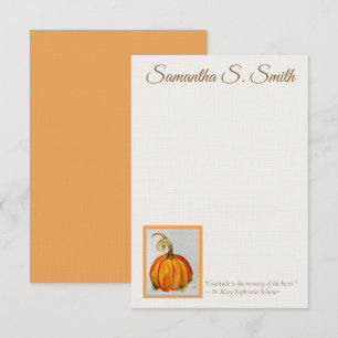 Personalized Gratitude Pumpkin Flat Note Card
