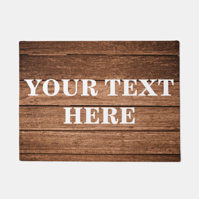 Personalized Gray Bamboo Wood Doormat (Front)