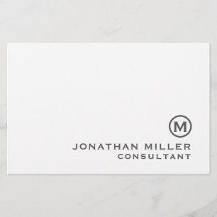 Personalized Gray Classic Monogram Stationery