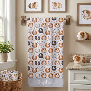 Personalized Gray Guinea Pig Kids Beach Towel