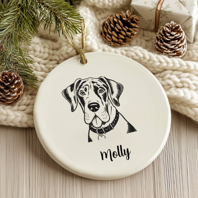 Personalized Great Dane Dog Christmas Ceramic Tree Decoration (Creator Uploaded)