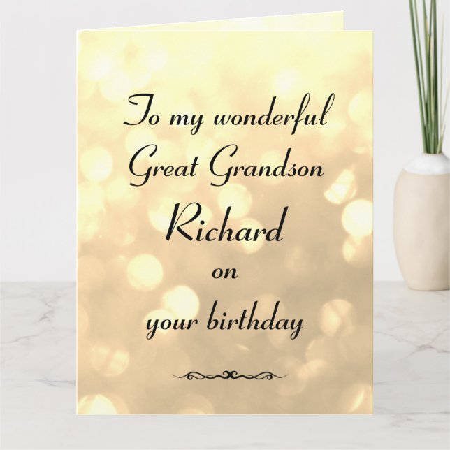 Personalized Great Grandson Birthday Card (Front)