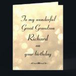 Personalized Great Grandson Birthday Card<br><div class="desc">Stylish personalized Birthday Greeting Card for Great Grandson.</div>