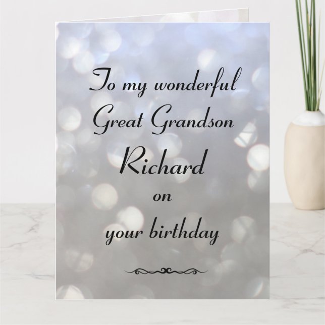 Personalized Great Grandson Birthday Card (Front)