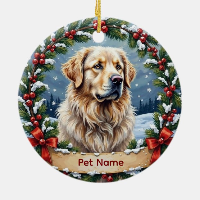Personalized Great Pyrenees Christmas Ceramic Tree Decoration (Back)