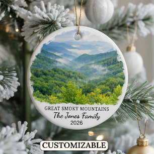 Personalized Great Smoky Mountains, North Carolina Ceramic Tree Decoration