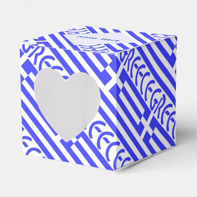 Personalized Greek Flag Tiled Heart Favour Box (Front Side)