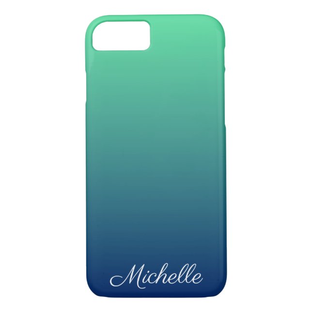 Personalized green and blue ombre Case-Mate iPhone case (Back)