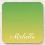 Personalized green and yellow ombre coaster<br><div class="desc">Personalized green and yellow ombre</div>