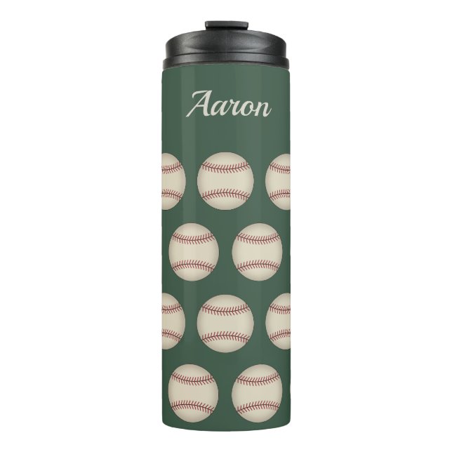 Personalized Green Baseball Thermal Tumbler Gift  (Front)