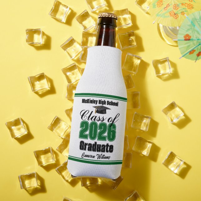 Personalized Green Class of 2026 Graduation Party Bottle Cooler (In Situ Summer)