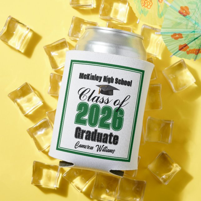 Personalized Green Class of 2026 Graduation Party Can Cooler (In Situ Summer)