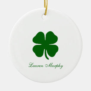 Personalized Green Clover Ceramic Tree Decoration
