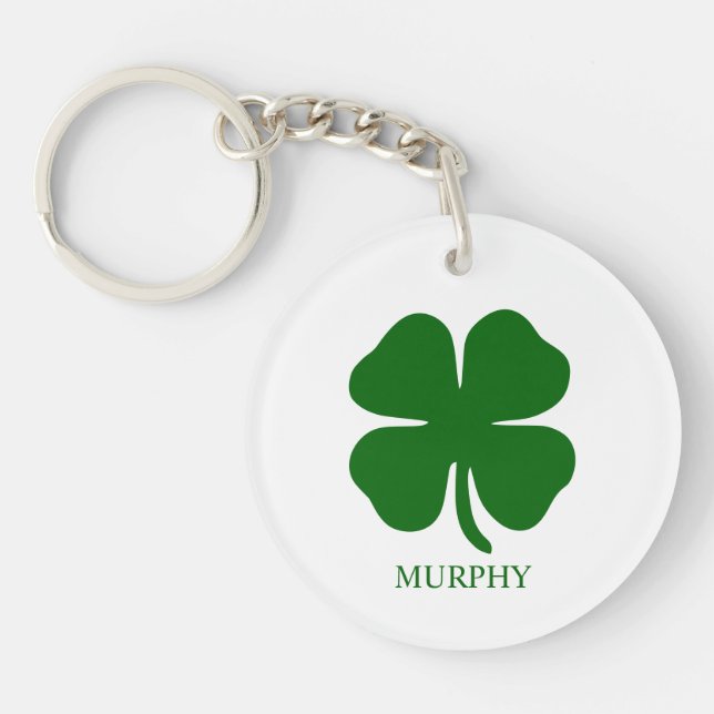 Personalized Green Clover Key Ring (Front)