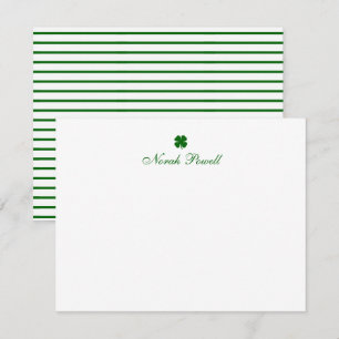 Personalized Green Clover Note Card