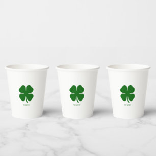 Personalized Green Clover Paper Cups