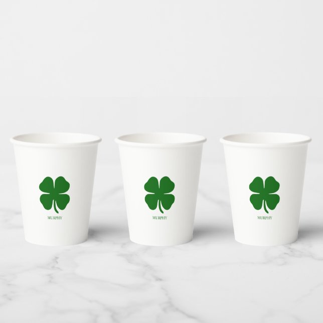 Personalized Green Clover Paper Cups (Multi)