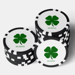 Personalized Green Clover Poker Chips