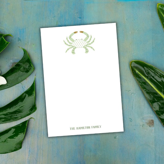 Personalized Green Crab, Coastal Sticky Notes (Creator Uploaded)
