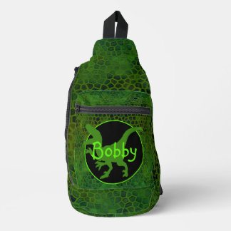 Personalized Green Dinosaur  Sling Bag