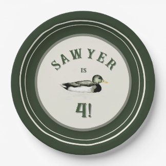 Personalized Green Duck Birthday Plates