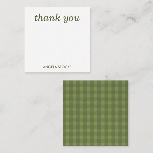 Personalized Green Gingham Card (Front/Back)