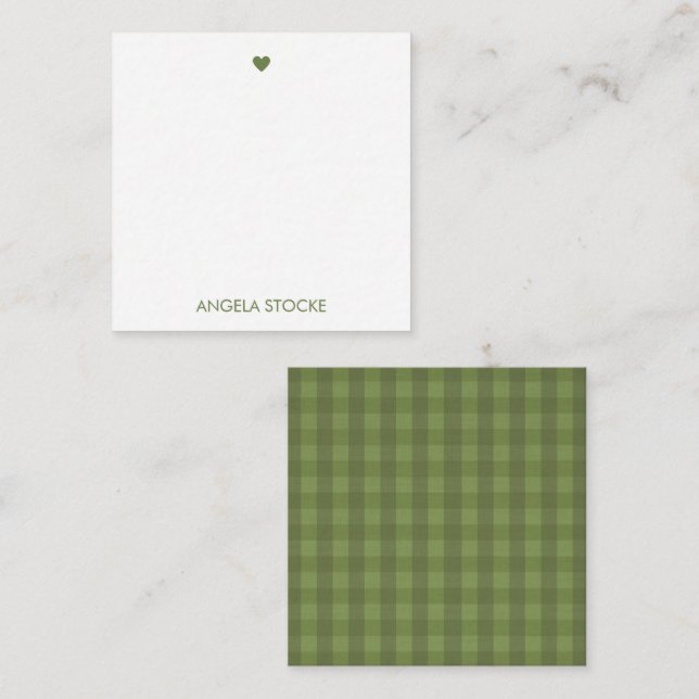 Personalized Green Gingham Card (Front/Back)