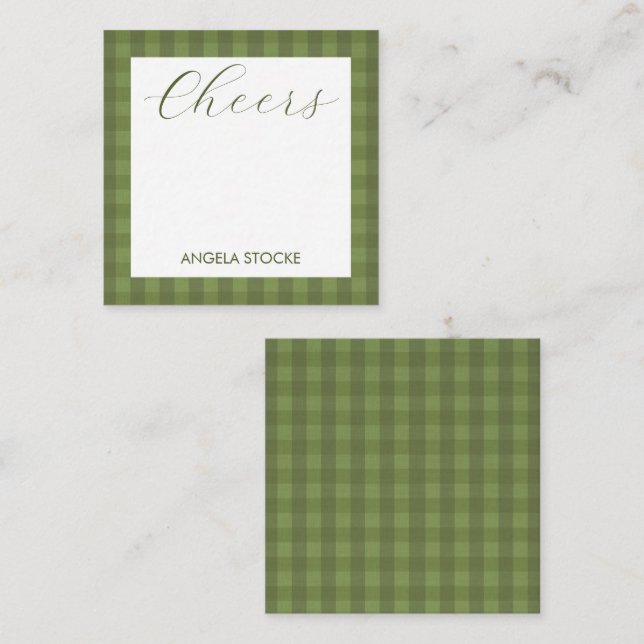 Personalized Green Gingham Card (Front/Back)