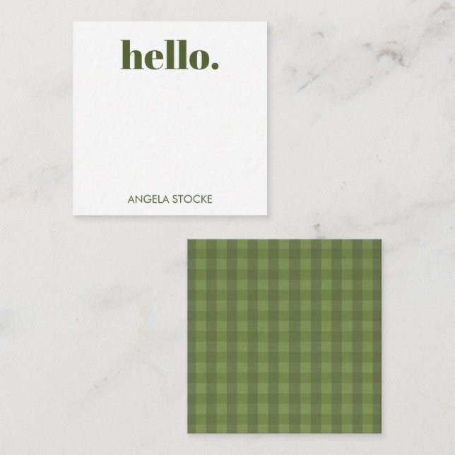 Personalized Green Gingham Card (Front/Back)