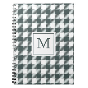 Personalized Green Gingham Plaid Monogram Notebook