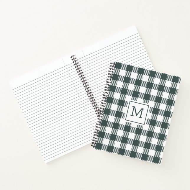 Personalized Green Gingham Plaid Monogram  Notebook (Inside)