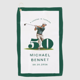 Personalized Green Golf 50th Birthday Towel
