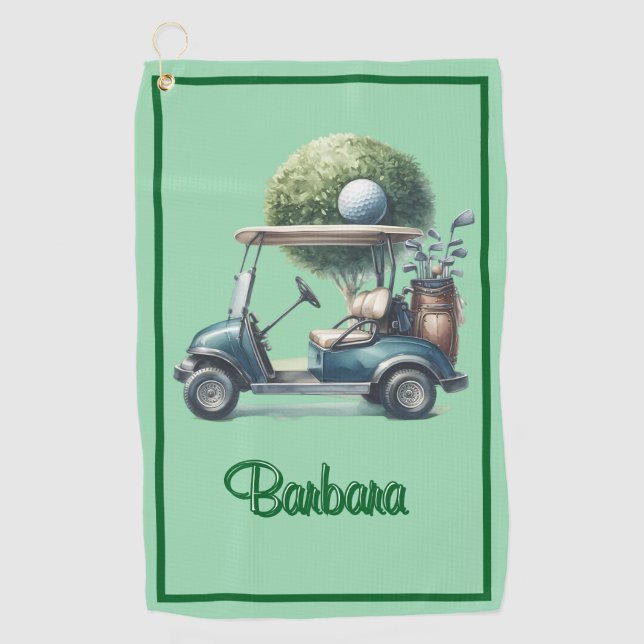 Personalized Green Golf Towel (Front)