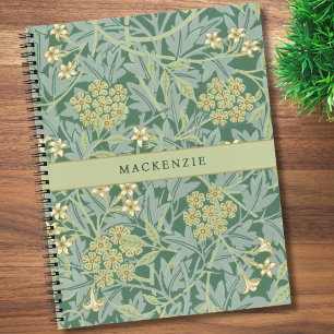 Personalized Green Jasmine Botanical Pattern Notebook
