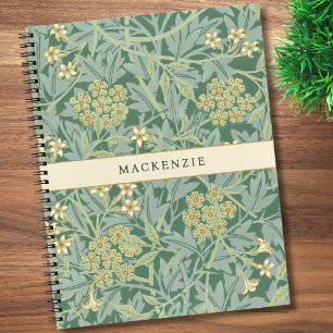 Personalized Green Jasmine Botanical Pattern Notebook