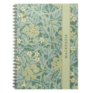 Personalized Green Jasmine Floral Pattern Notebook