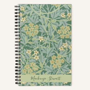 Personalized Green Jasmine Floral Pattern Notebook