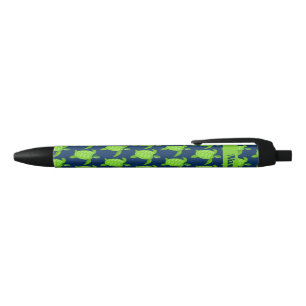 Personalized Green Sea Turtle on Navy Black Ink Pen