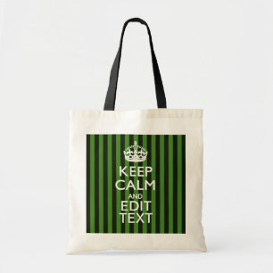 Personalized Green Stripes Keep Calm Your Text Tote Bag