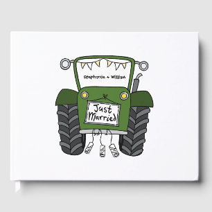 Personalized Green Tractor Country Farm Wedding Guest Book