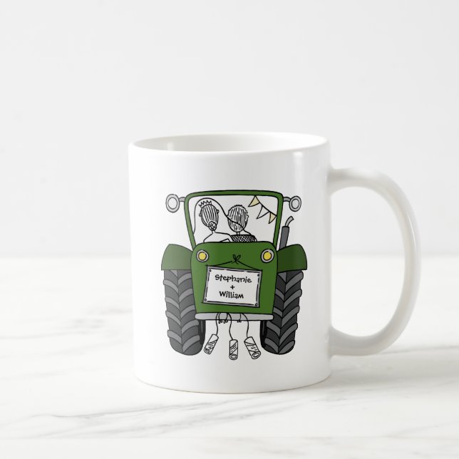 Personalized Green Tractor Country Wedding Gift Coffee Mug (Right)